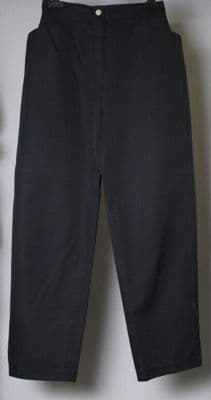 Black Cotton High-Waisted Tailored Trousers