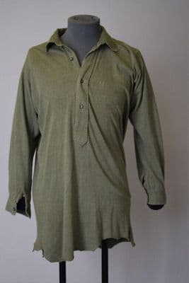 Green Cotton Jersey Military Surplus Henley Shirt