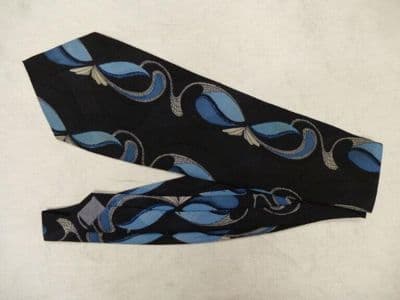 Black Silk Tie with Blue Gray Pattern