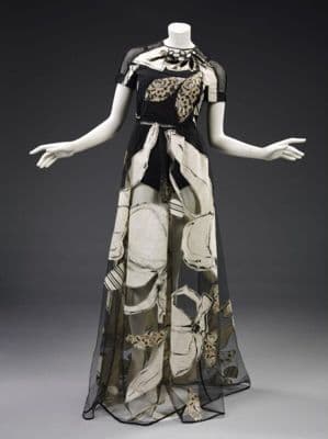 Black Cream Taupe Printed Chiffon Maxi Dress