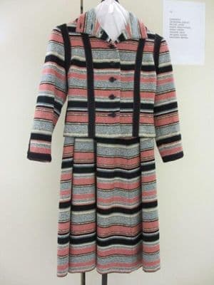 Pink Striped Tweed Jacket and Skirt Suit