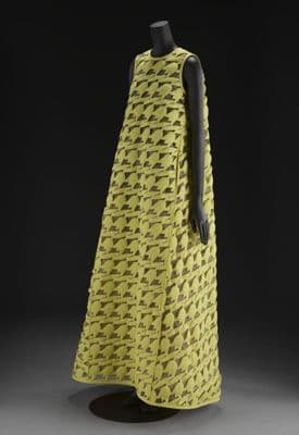 Chartreuse Yellow Sleeveless Shift Dress with Black Geometric Pattern
