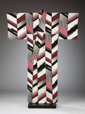 Coral Pink Polyester Kimono with Arrow Design