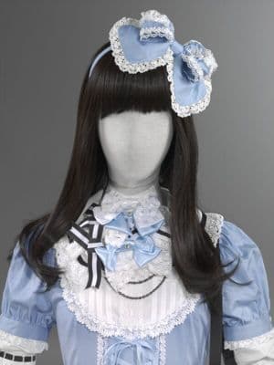 Powder Blue Satin Choker with White Lace