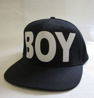 Black Cotton Snapback Cap with BOY Lettering