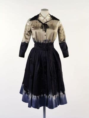 Tie-Dyed Silk Shirt Dress with Beaded Appliqués