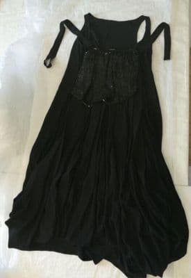 Black Silk Jersey Dress with Integrated Sequined Bag