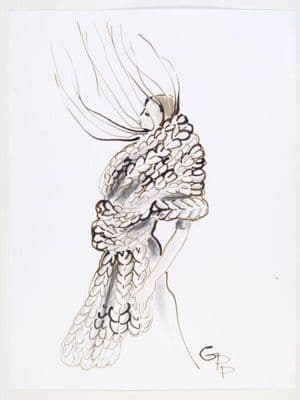 Cream Silk Cocktail Dress with Feather Embellishment