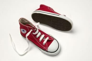 Red Canvas High-Top Sneakers with White Sole