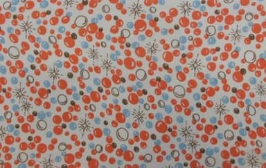 Orange Blue-Gray Bubbles Printed Cotton Textile