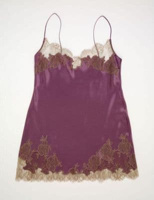 Plum Silk Camisole Slip with Chantilly Lace
