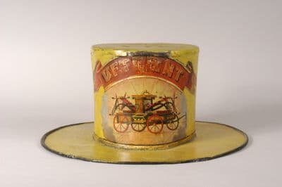 Yellow Painted Leather Volunteer Fireman's Parade Hat