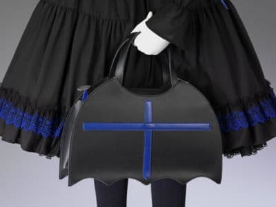 Black Imitation Leather Gothic Bat-Wing Handbag