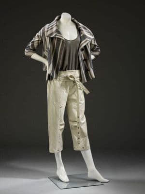 Charcoal White Striped Cotton Seersucker Three-Piece Ensemble