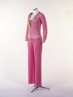 Pink Cotton Terry Tracksuit with Green Lettering