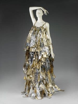 Metallic Foil Tape Knitted Evening Dress