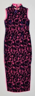 Hot Pink Voided Velvet Sleeveless Qipao