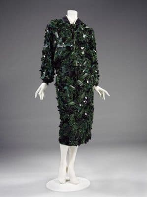 Forest Green Sequined Two-Piece Midi Ensemble