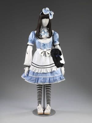 Powder Blue Satin Maid Costume with White Apron