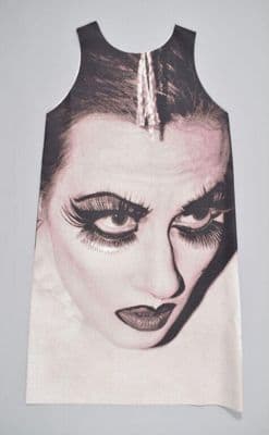 Paper Shift Dress with Photographic Portrait Print