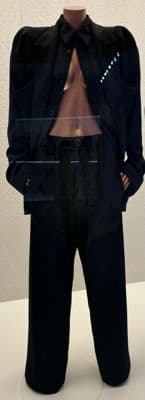 Black Merino Wool Horned Shoulder Blazer