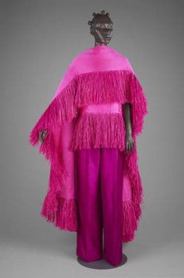 Hot Pink Silk Raffia Ceremonial Fringe Cape