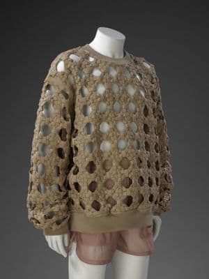 Sage Green Oversized Cotton Mesh Honeycomb Sweater