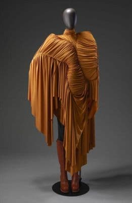 Burnt Orange Recycled Polyester Sculptural Draped Dress