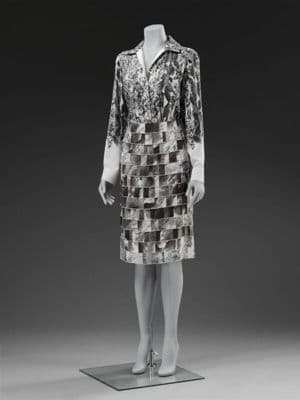 Orange Fiber Silk Geometric Print Blouse