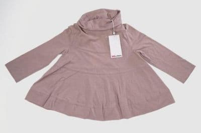 Dusty Rose Cotton Jersey Trapeze Polo Top