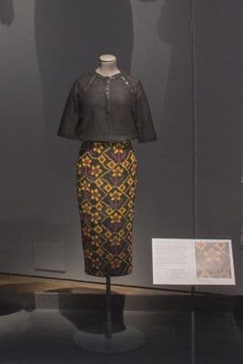 Charcoal Gray Wool Blouse with Leather Detailing