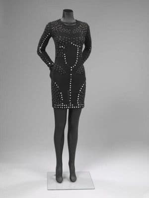 Black Mesh Mini Dress with Mirror Beads