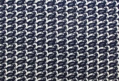 Navy Blue Cotton Textile with White Seagull Print