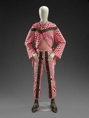 Red White Patterned Cotton Oversized Suit