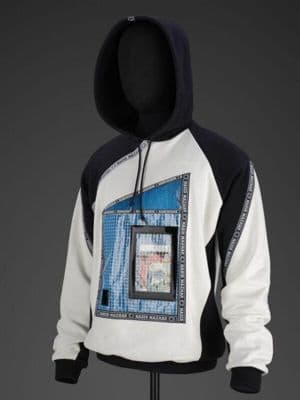 White Navy Hooded Sweatshirt Clear Pocket Inserts