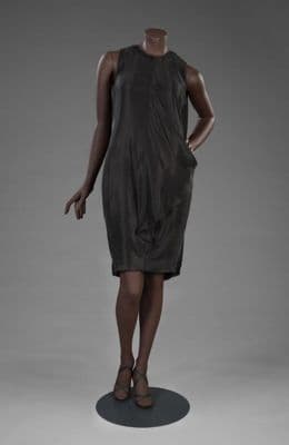 Charcoal Gray Cupro-Tencel-Linen Sleeveless Shift Dress