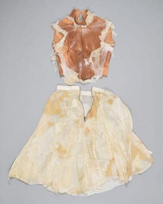 Terracotta Leather Bodice with Pale Yellow Tulle Skirt