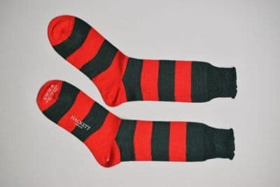 Red and Green Striped Cotton Crew Socks