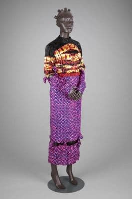 Multicoloured Tie-Dyed Silk Cotton Dress with Glass Beads