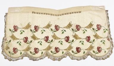 Cream Silk Apron with Burgundy Rose Brocade