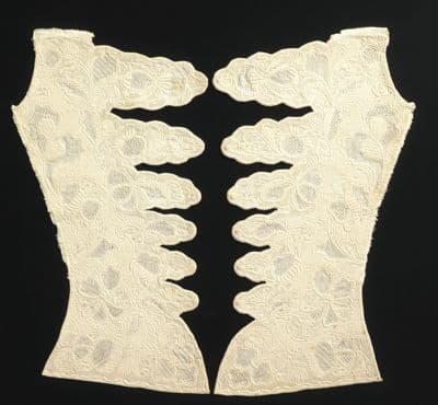 Cream Linen Bodice Fronts with Whitework Embroidery