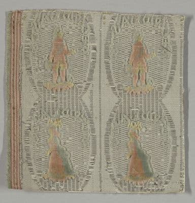 Cream Coral Silk Velvet Fragment with Gold Thread