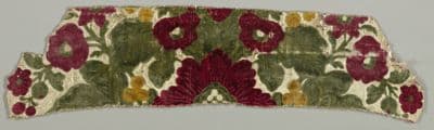 Burgundy Silk Ciselé Velvet Fragment with Floral Pattern