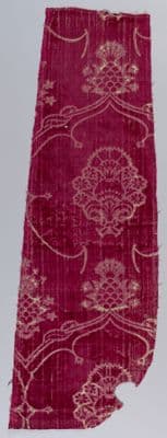 Deep Burgundy Silk Velvet Fragment with Gold