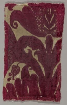 Burgundy Cream Cut Velvet Silk Fragment