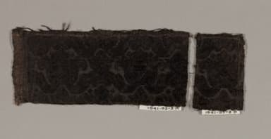 Dark Brown Silk Velvet Fragment with Embossed Pattern
