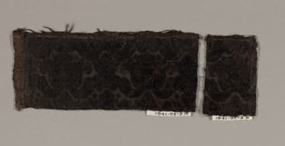Dark Brown Silk Velvet Fragment with Embossed Pattern