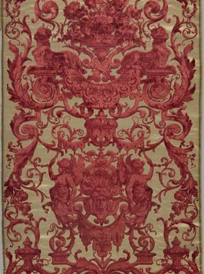 Deep Burgundy Silk Velvet Panel with Gold Brocade