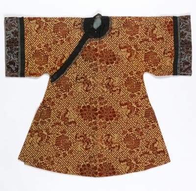 Rust Red Silk Velvet Chinese Robe