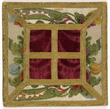 Burgundy Silk Velvet Liturgical Burse with Gold Cross